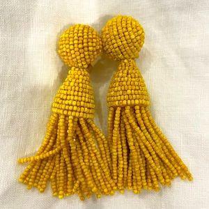 OSCAR DE LA RENTA Yellow/Goldenrod Chandelier Fringe Earrings.